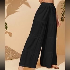 black flowy wide leg pants